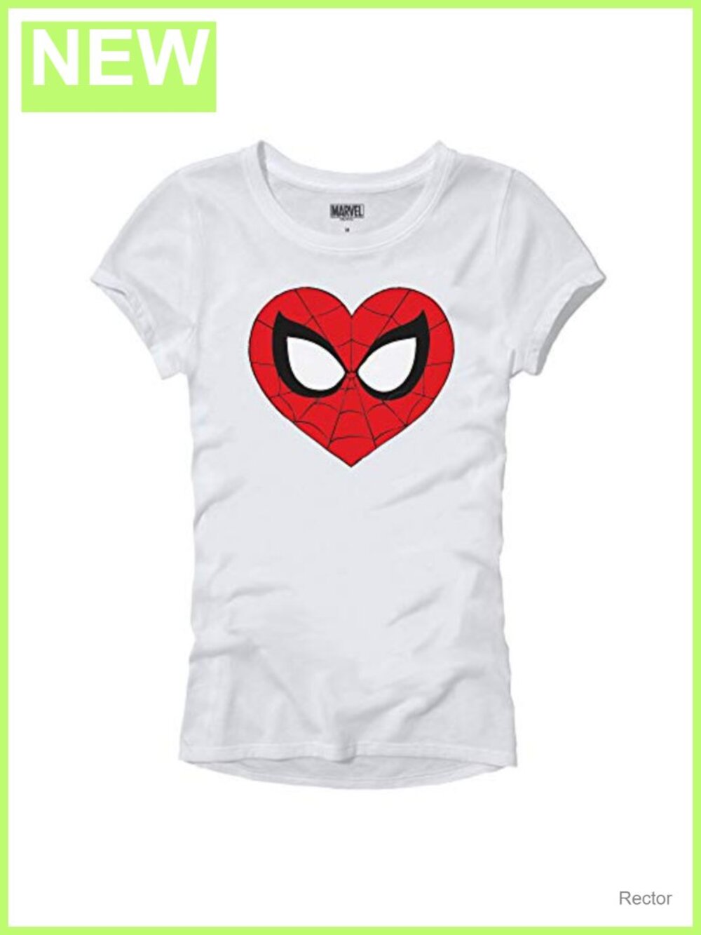 Marvel Spider-Man Heart Mask Graphic Juniors Fitted Crew Neck Short Sleeve Tee